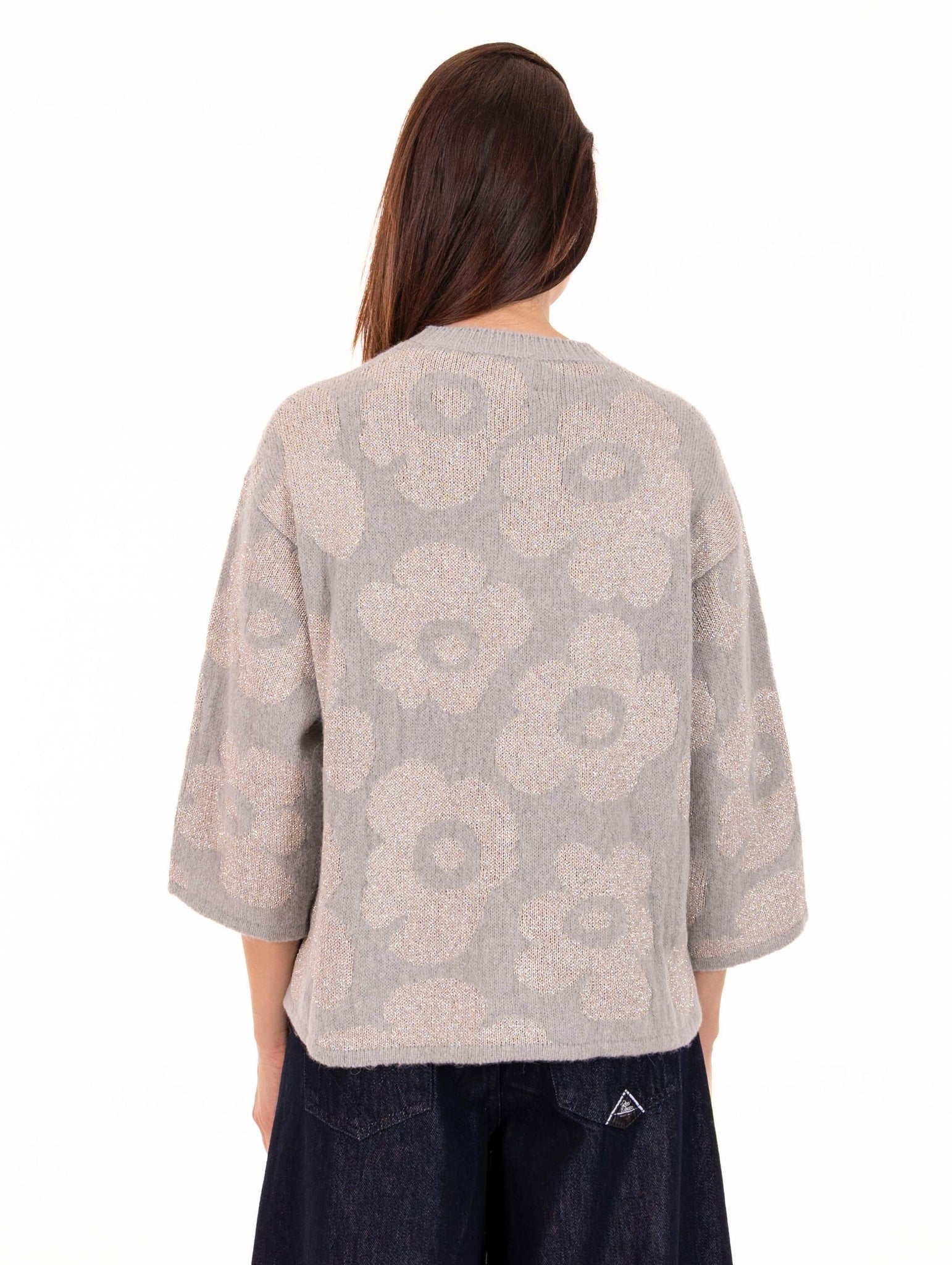 Pull Flower Alessia Santi in Lana e Alpaca Grigio Argento SD53044529125-01 Alessia Santi