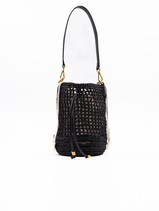 Nefeli Bucket Bag by Gianni Chiarini in Black Straw