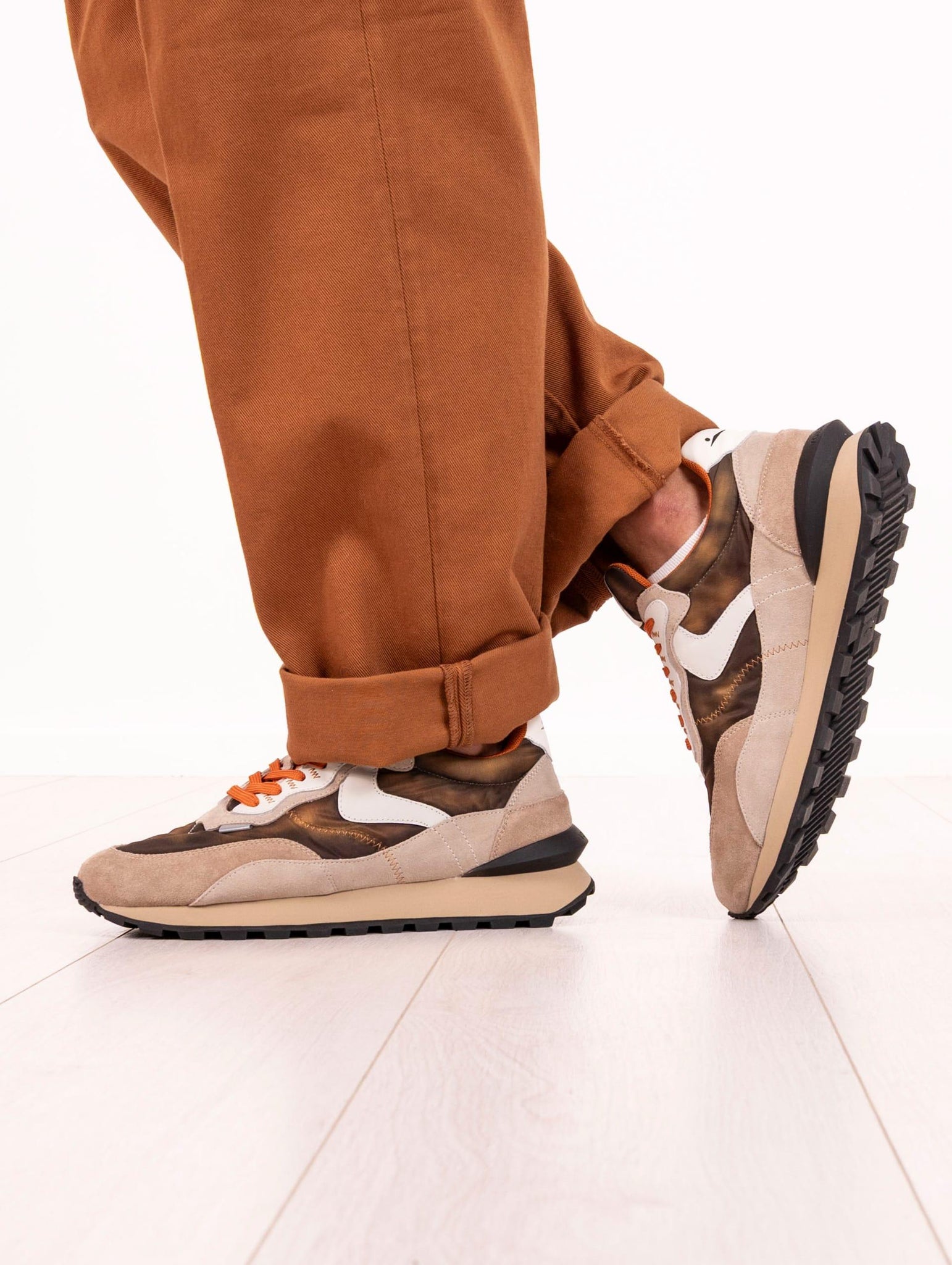 Sneakers Qwark Hype Man Voile Blanche Beige e Marrone QWARKHYPEMANSUEDE/NYLONVINTAGE Voile Blanche