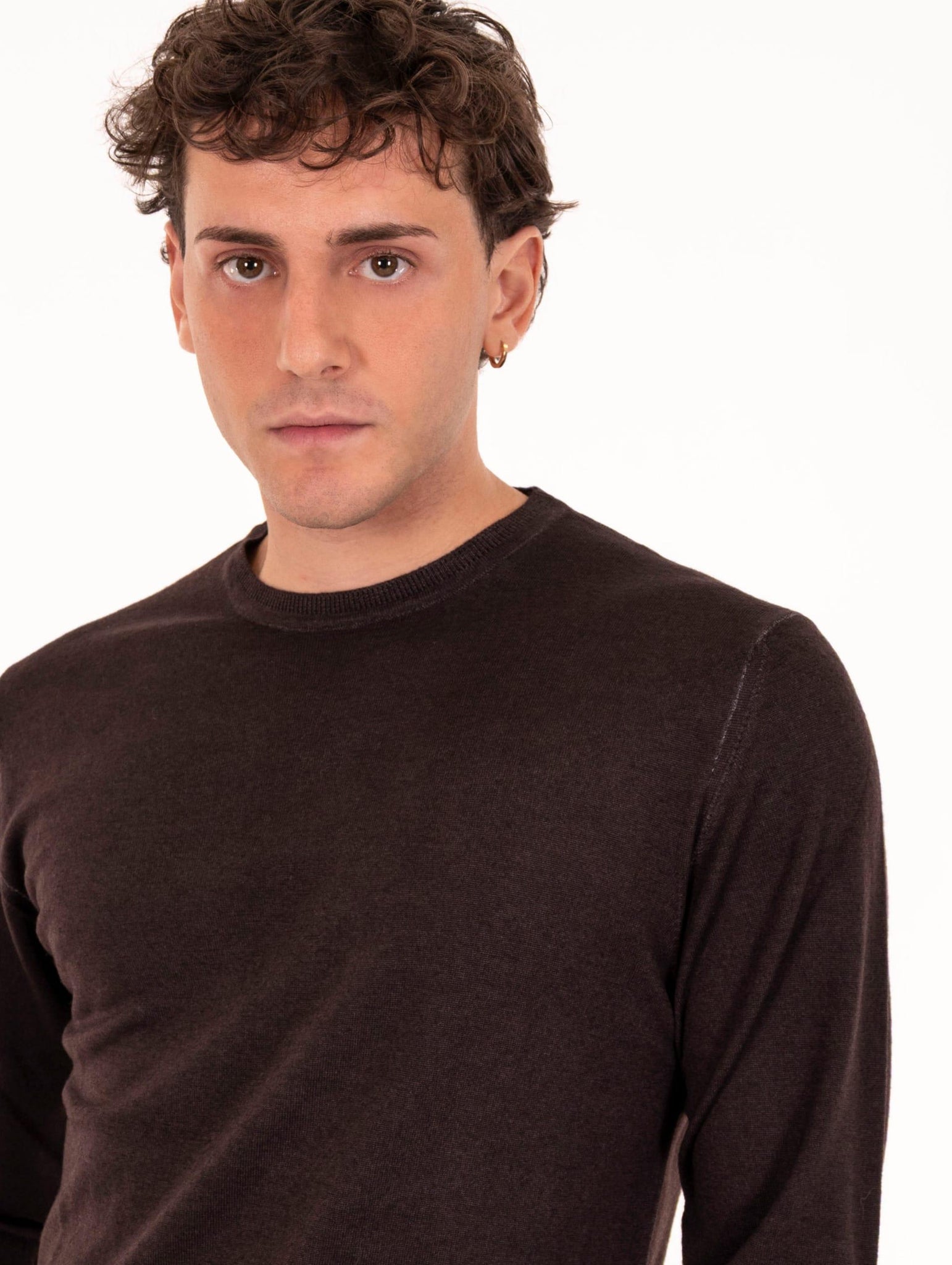 Maglia Girocollo Four Stroke in Lana Merinos Extrafine Testa di Moro 000233 Daniele Fiesoli