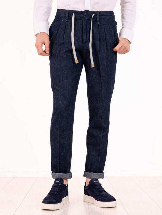 Hose Devore aus Baumwolle und Hanf in Denim