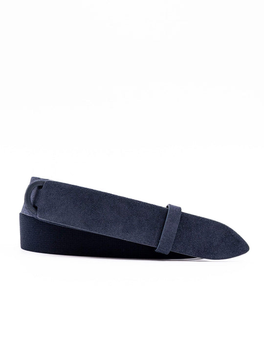 Orciani Nobuckle Gürtel aus Wildleder und blauem Stoff