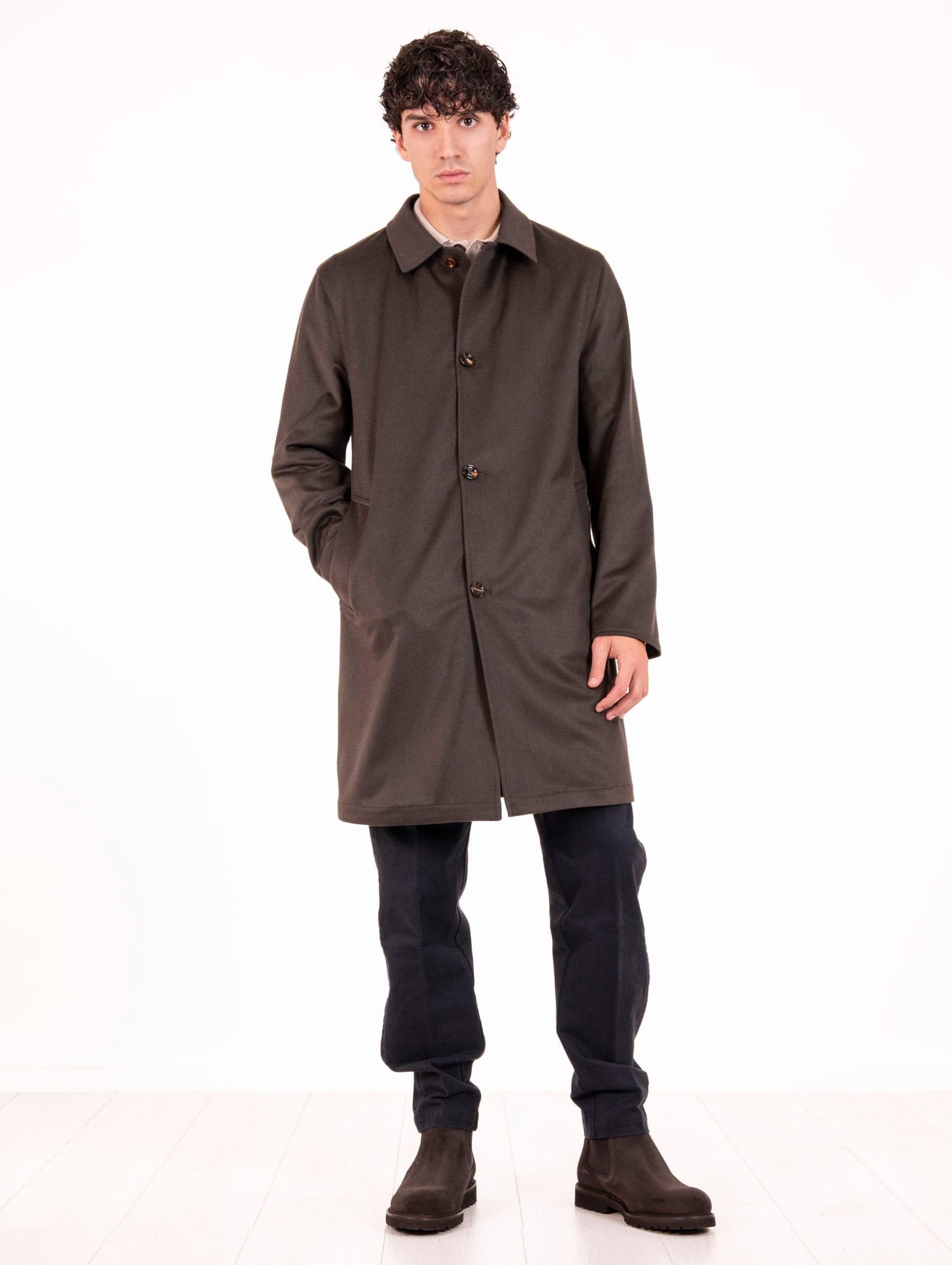 Cappotto Reversibile Kired in Cashmere e Tessuto Tecnico Verde Militare e Blu PEAKVERDEMILITARE Kired