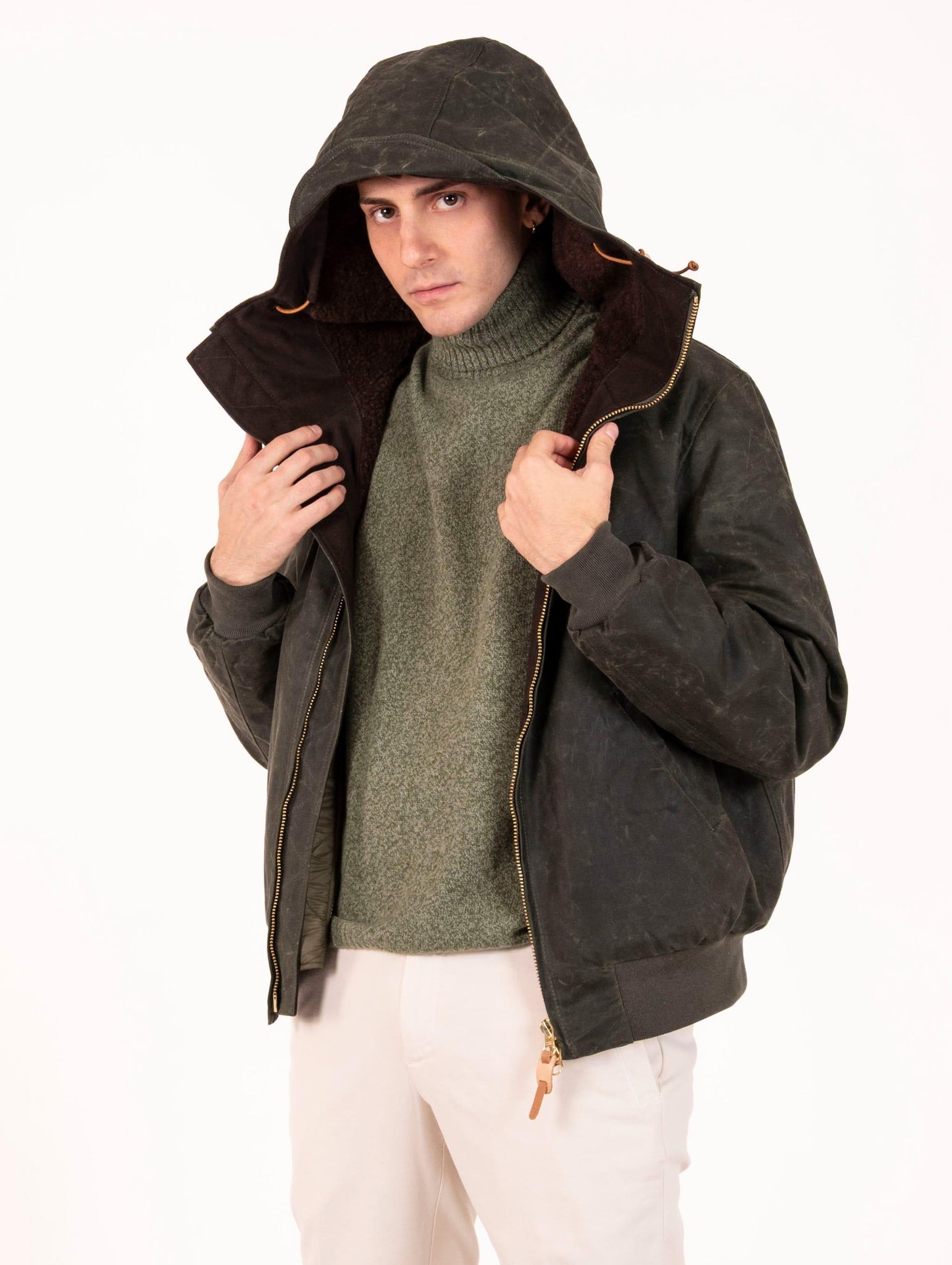 Bomber Manifattura Ceccarelli in Cotone Idrorepellente Verde 7082-WXDARKGREEN Manifattura Ceccarelli