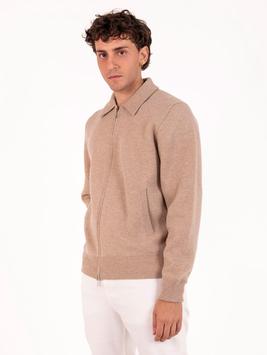 Bomber Lardini in Maglia Sabbia e Bianco