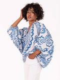 Blusa Angela Four Stroke in Cotone Bianca e Azzurra