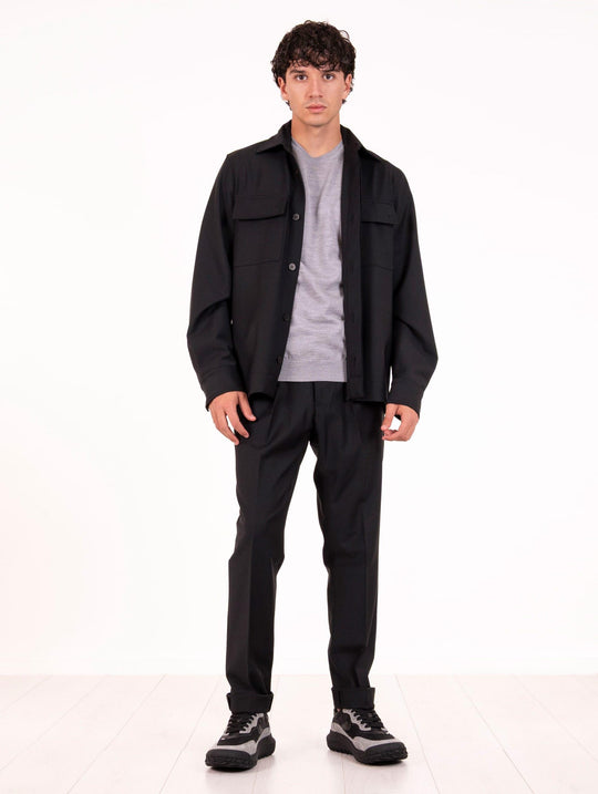 Camicia Work Devorè in Misto Lana Nero