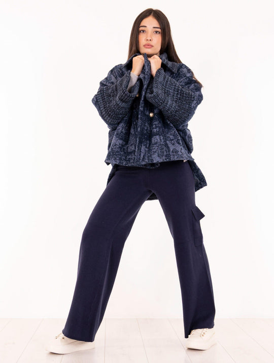 Bye Firenze Cape Coat in Blue Regenerated Cotton