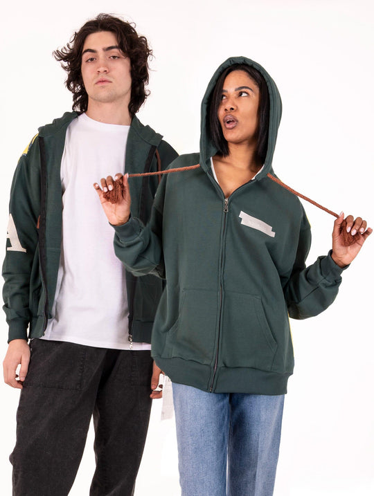 Ahzx Tayri Al Ain Sweatshirt aus grünem und gelbem Baumwollstoff