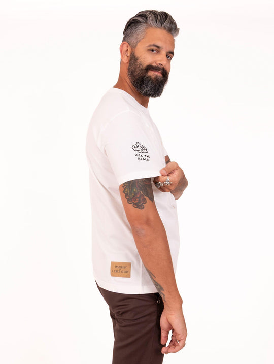 T-shirt Inspired By a True Story in Puro Cotone Bianco Latte