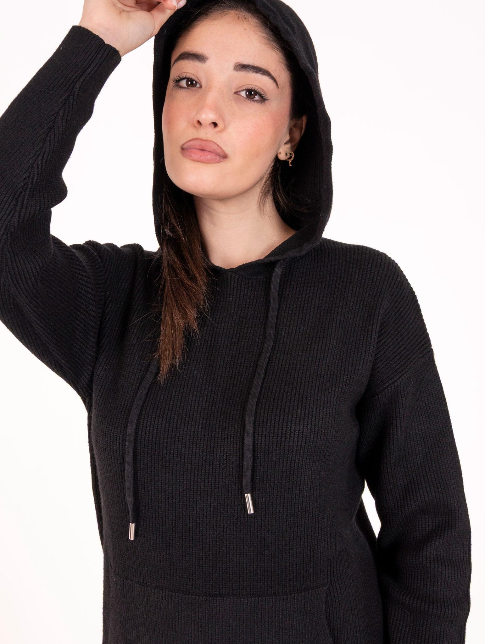 Completo White Wise Maxi Felpa e Pantalone in Viscosa Nero WW20122_C1 White Wise