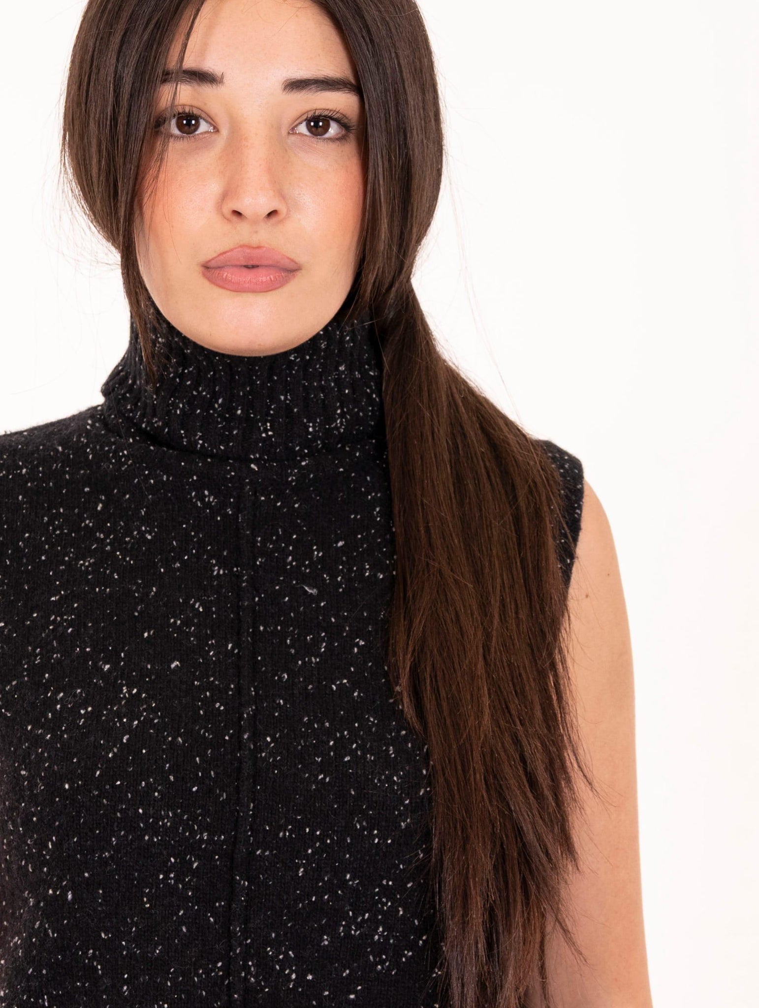 Gilet Alessia santi in Lana Melange Nero e Grigio SD53030S3000 Alessia Santi