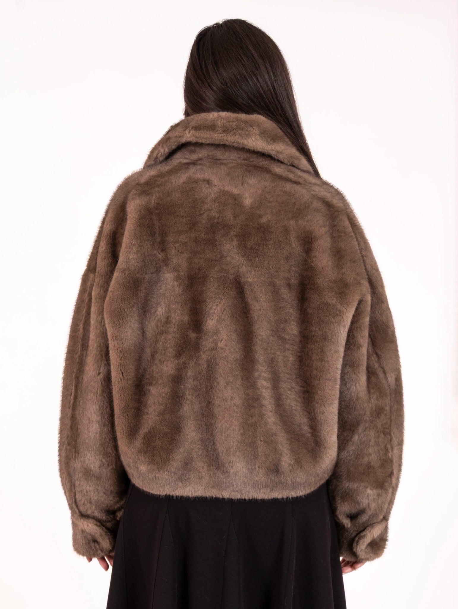 Giacca con Zip Eco Pelliccia Leon e Loulou Tortora L658MINK00043 Leon & Loulou