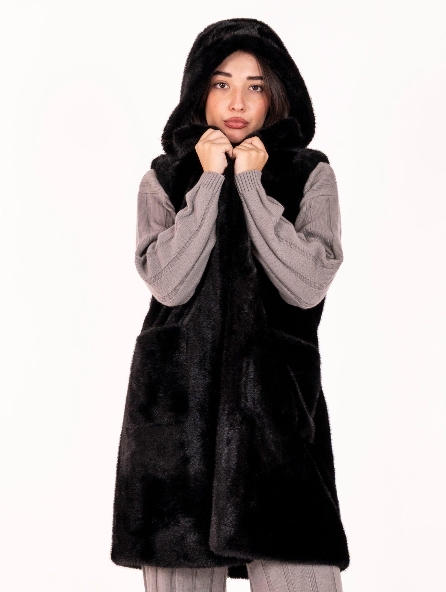 Gilet Eco Pelliccia Leon e Loulou Nero L614MINK00024 Leon & Loulou