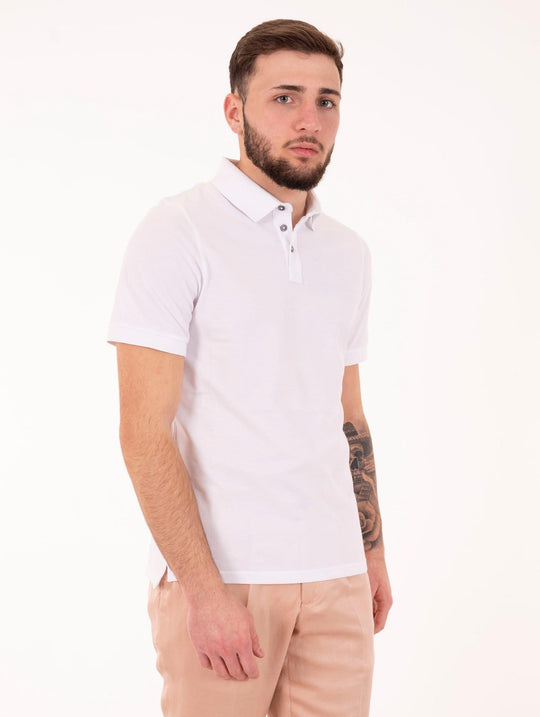 Polo Alpha Studio Short Sleeve in White Piquet Cotton