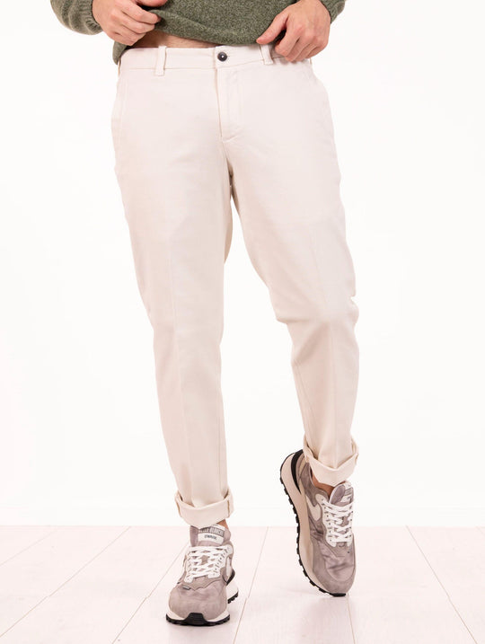 Pantalone Devore in Cotone Piquet Latte