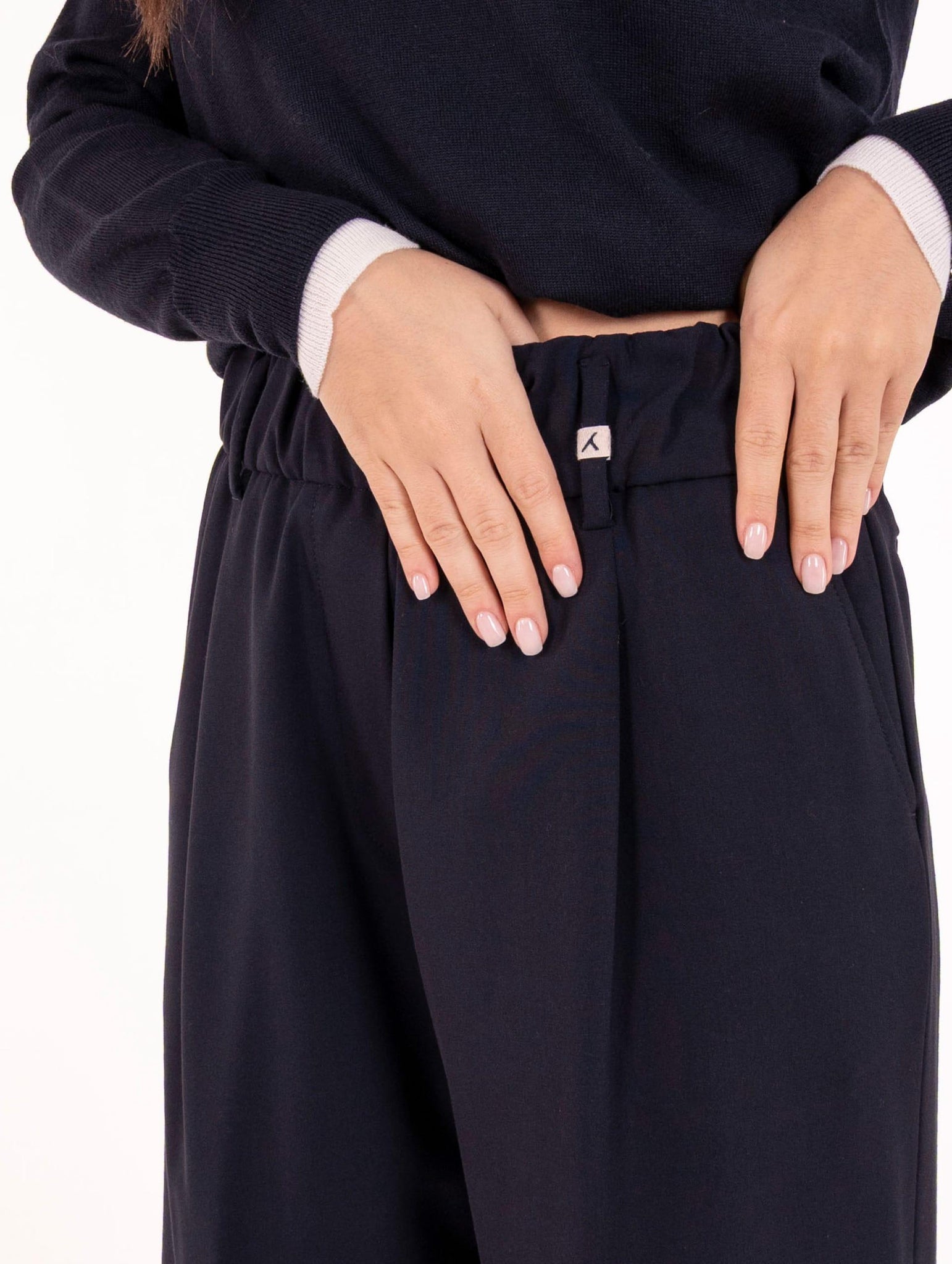 Pantalone Myths in Tela Tecnica di Lana e Cachemire Delavè Blu 25WD48333037 Myths