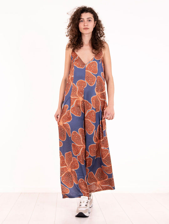 Tuta Flowers Traffic People in Viscosa Blu e Arancio