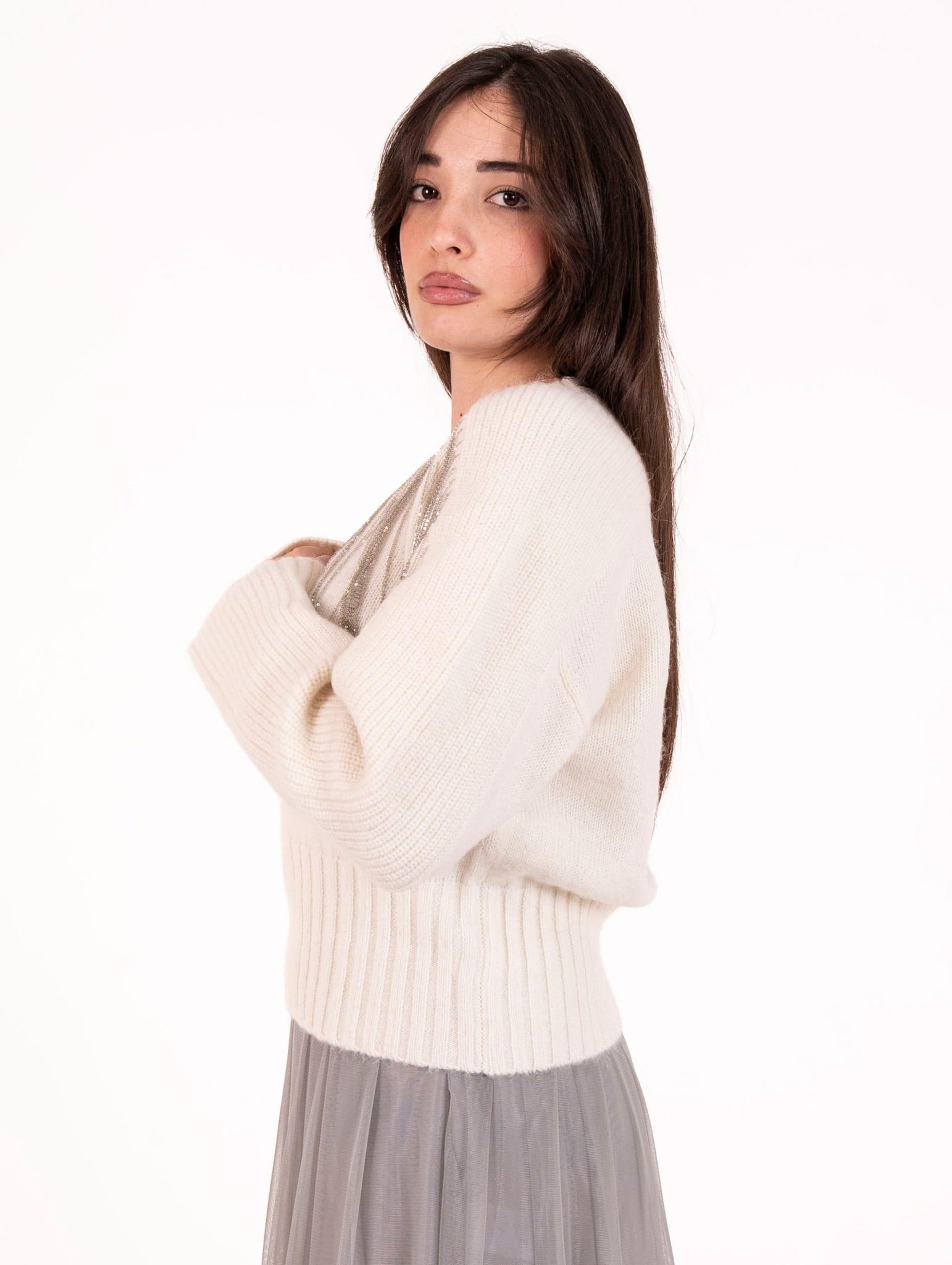 Pull Alpha Studio Catene in Lana e Alpaca Latte AD-44102003 Alpha Studio