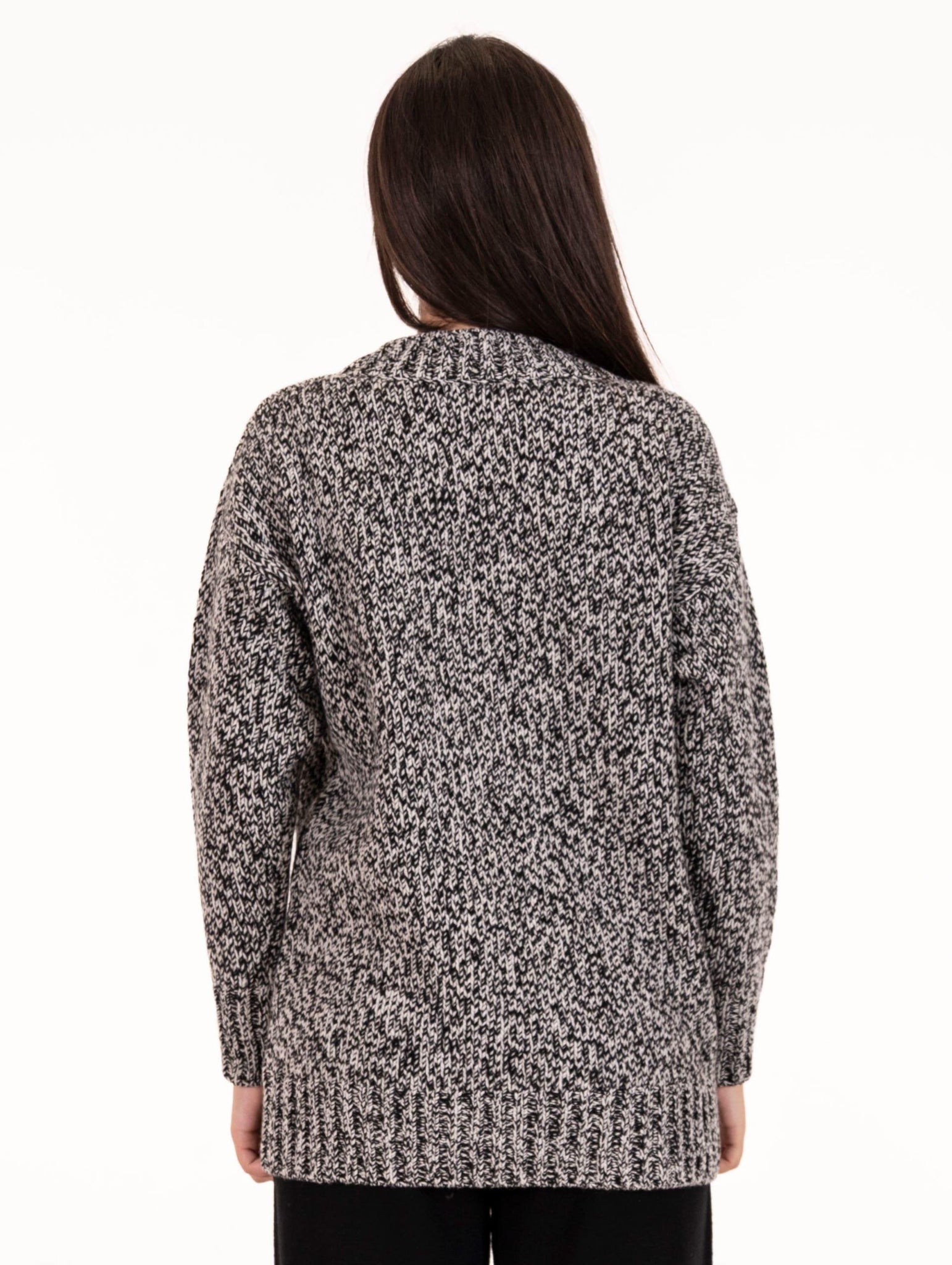 Pull Alpha Studio in Pura Lana Melange Bianco e Nero AD-4210C2002 Alpha Studio