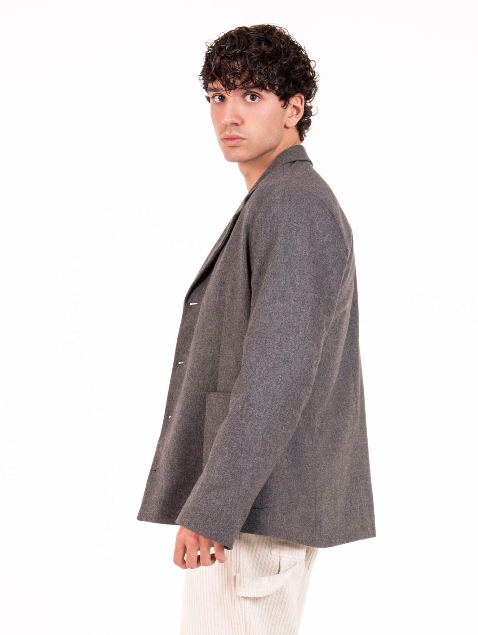 Giacca Devore in Lana e Viscosa Grigio Melange DVG5C-W21080205 Devore