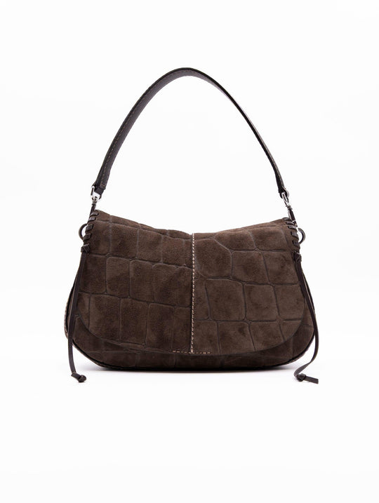 Tasche Helena Rund Gianni Chiarini in Wildleder Krokodil Mokka