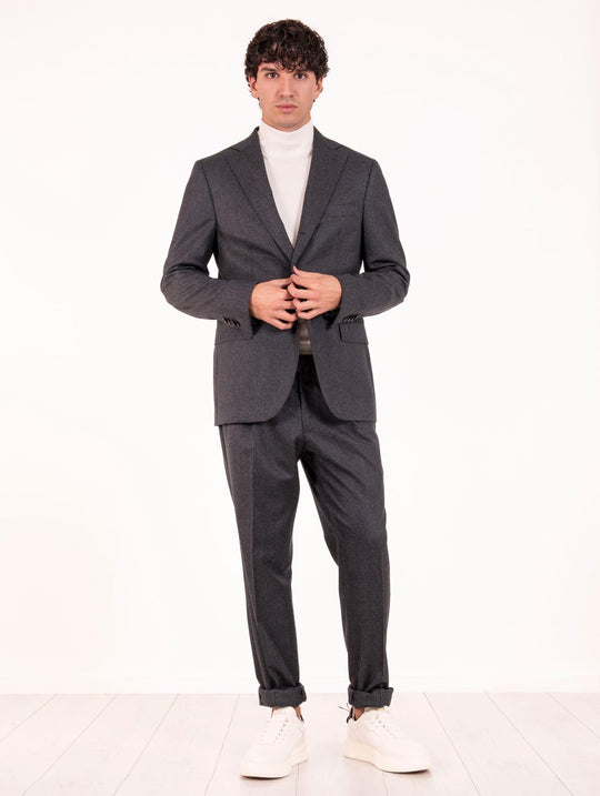 Tailored Four Stroke Suit in Virgin Wool 130's Anthracite