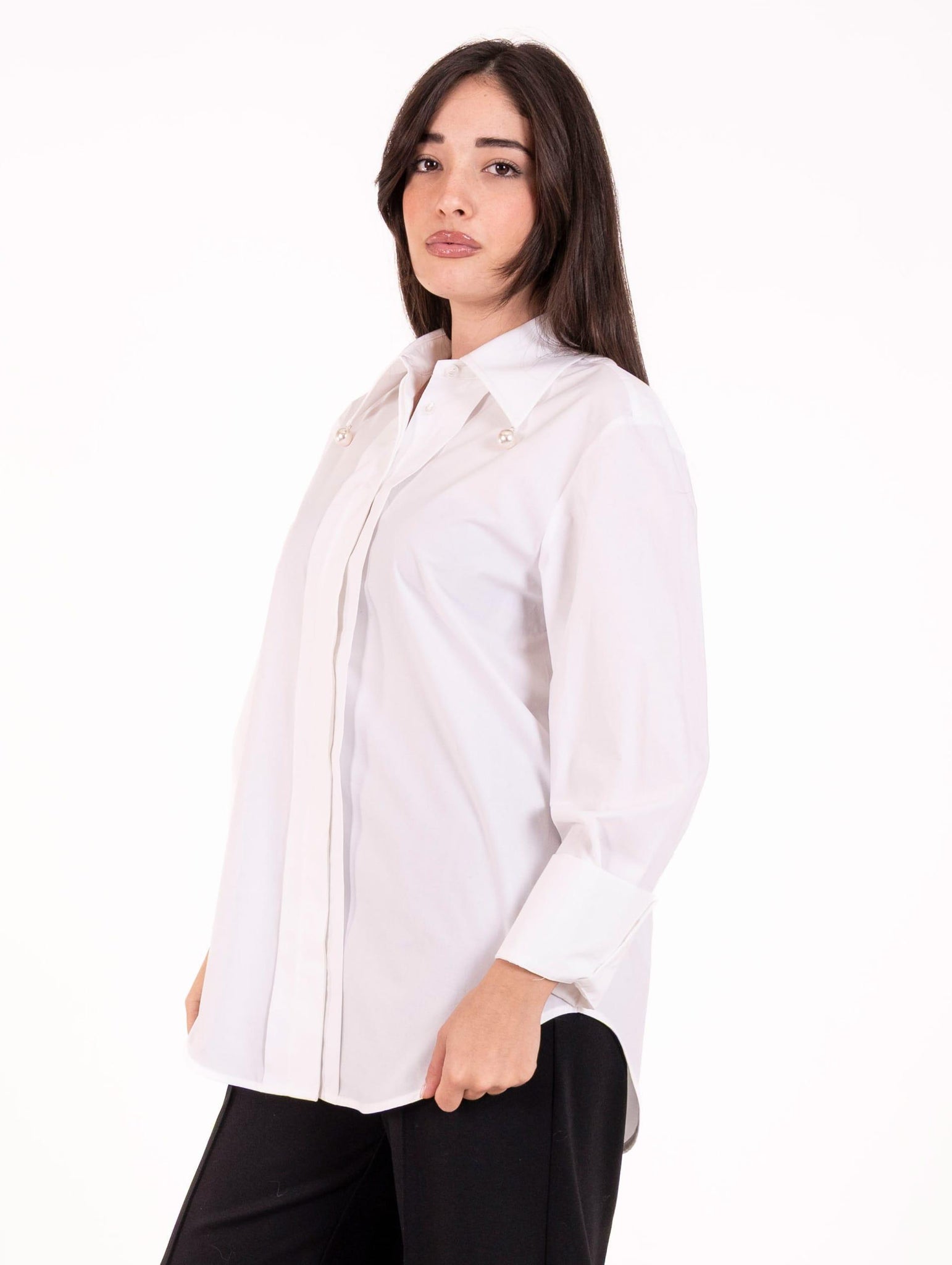 Camicia Meimiej Perle in Cotone Bianca M5IR03791 Meimeij