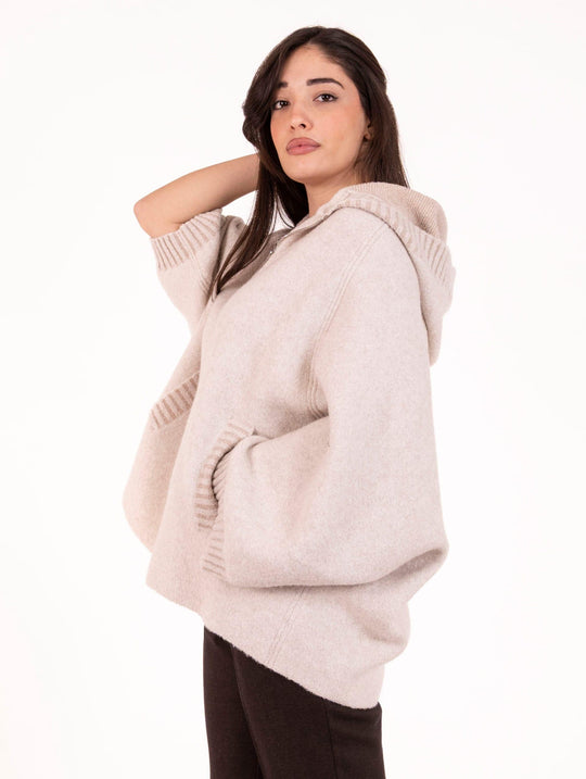 Soft Cappa D.Exterior in Lana Bouclè Gesso