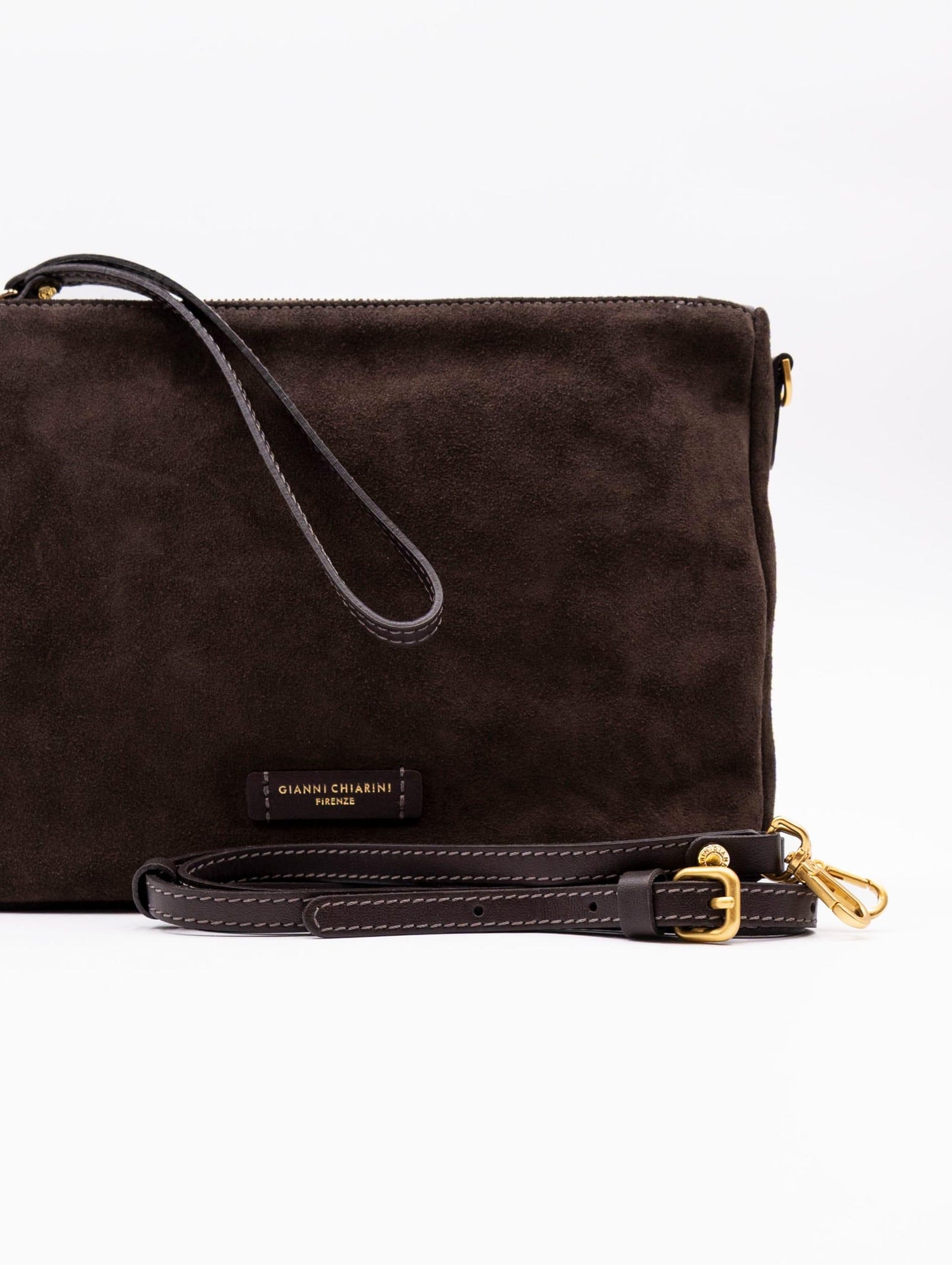 Borsa Nora Pouch Gianni Chiarini in Suede Moka BS10225CM-PL974 Gianni Chiarini