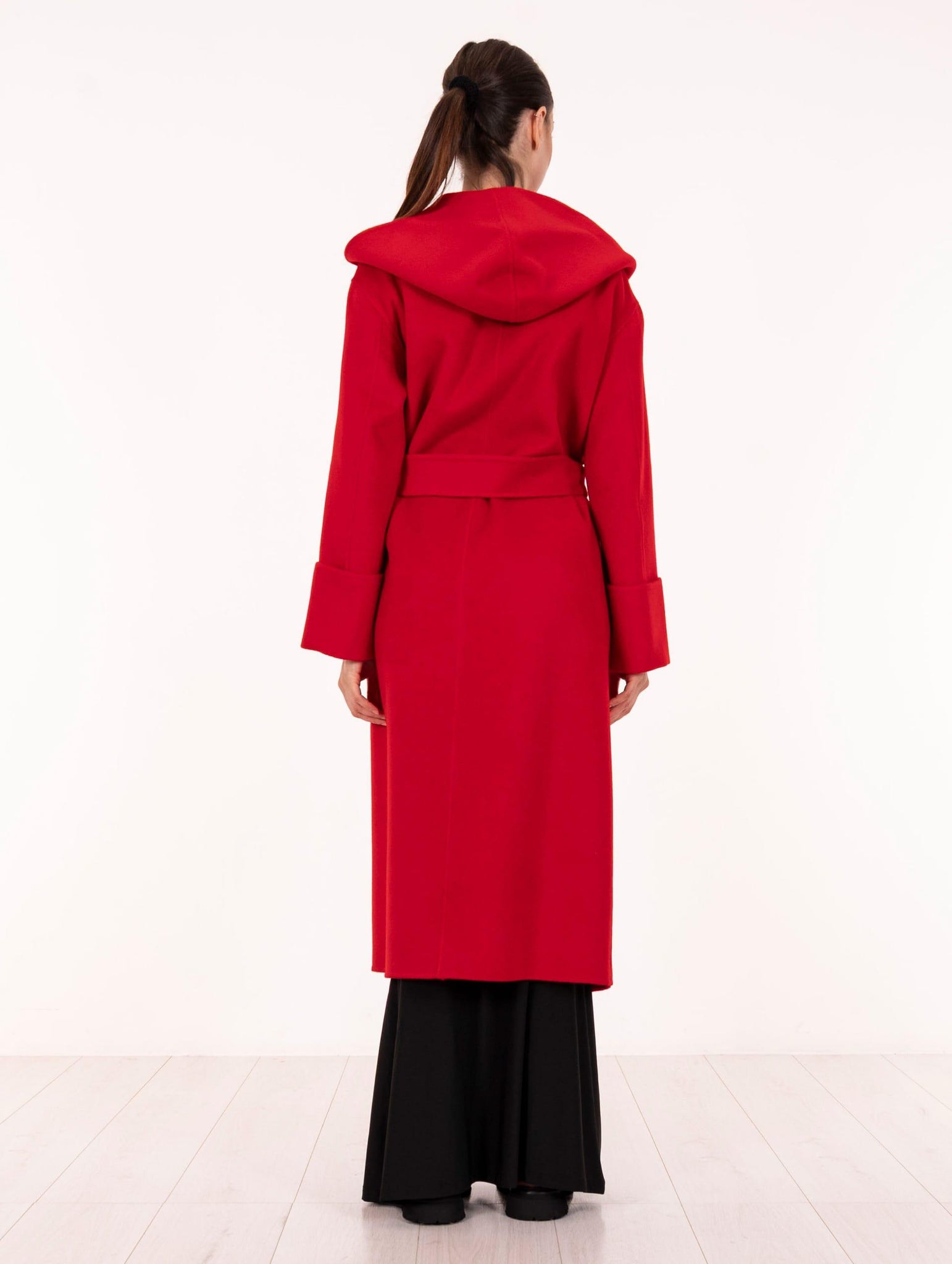 Cappotto con Cappuccio Alpha Studio in Lana Rosso AD-4691N2011 Alpha Studio