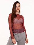 No Secret Shirt aus Tüll mit Strass Kirschrot