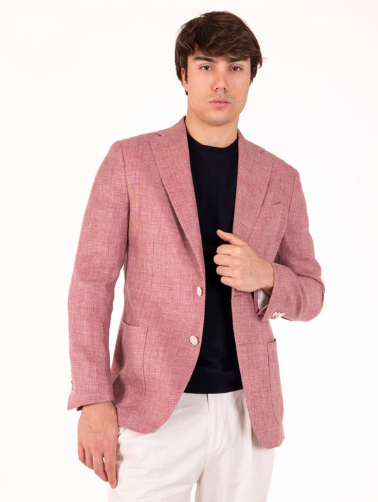 Giacca Sartoriale Four Stroke in Lino e Lana Vergine Cipria