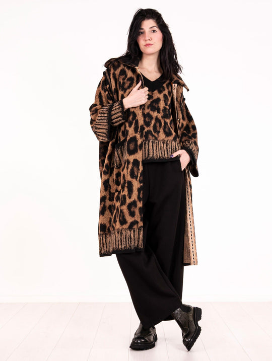 Cappotto Over Bye Firenze Maculato Caramello e Nero