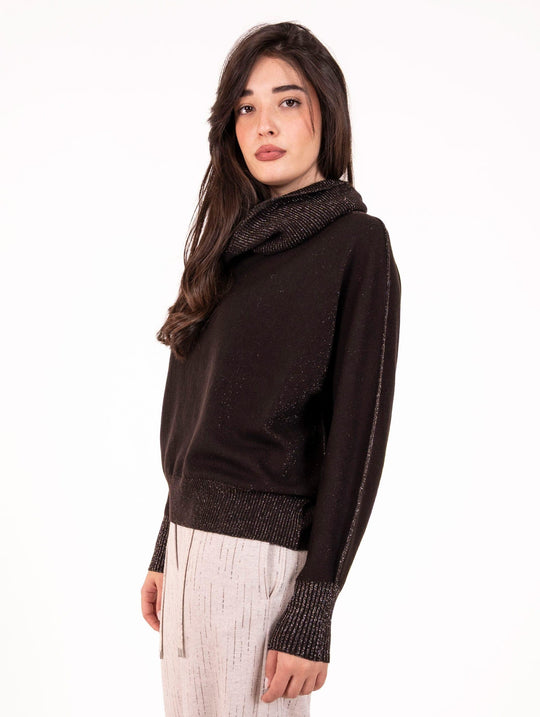 Maglia Reversibile d.Exterior  in Lana e Viscosa Lurex Caffè