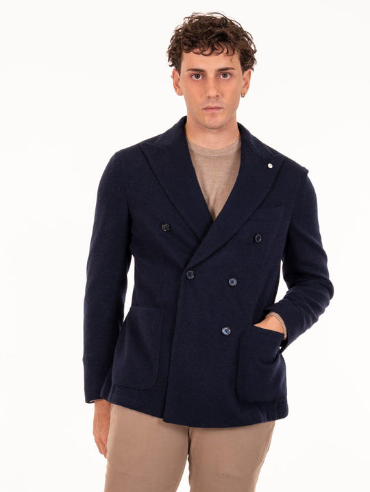 Double-breasted Jacket L.B.M. 1911 in Blue Cashmere Blend