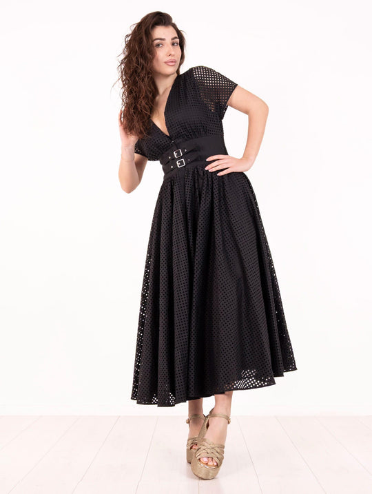 Abito Traforato Meimeij in Cotone Nero