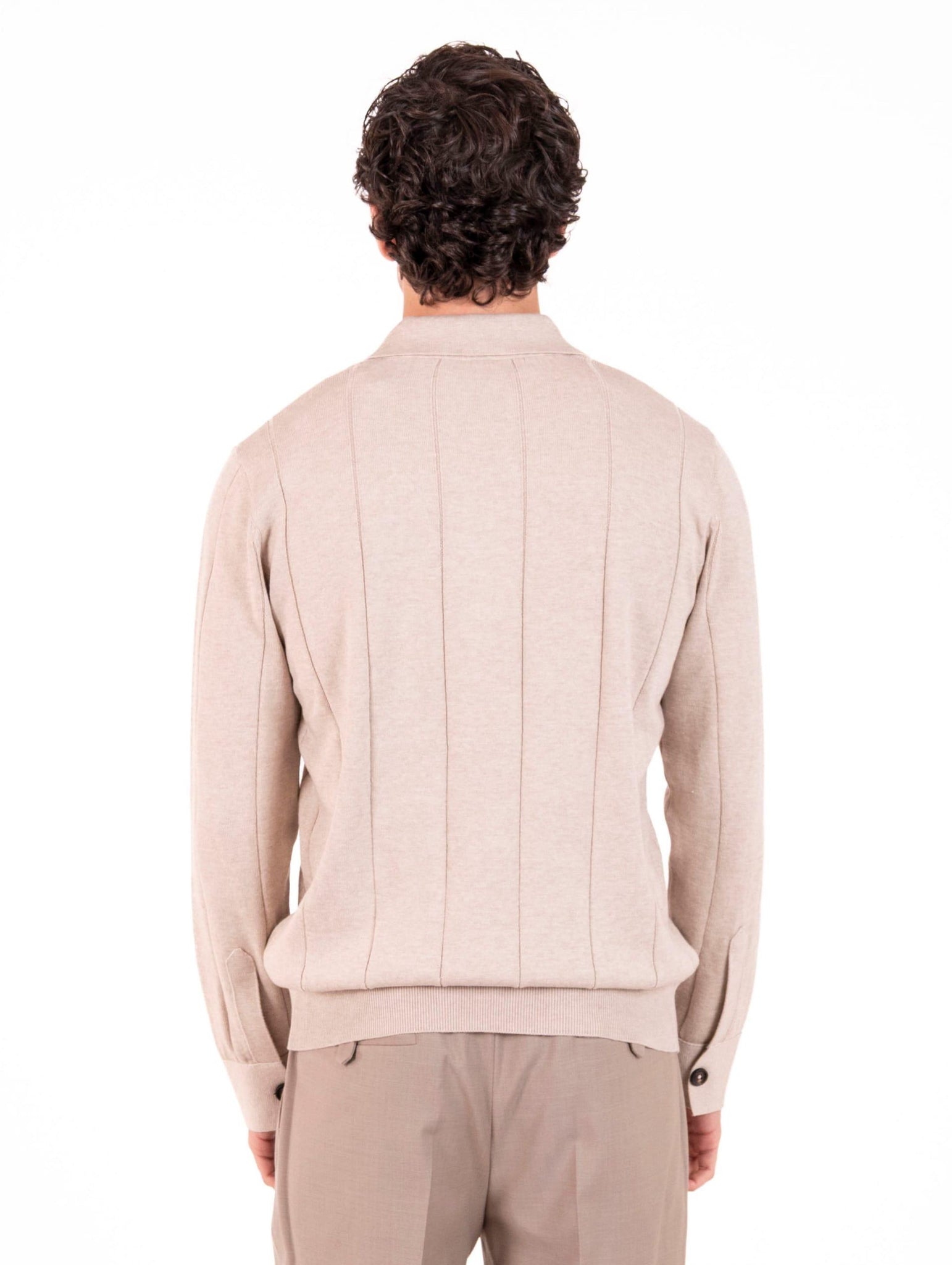 Polo Eleventy Milano in Maglia di Cotone e Cashmere Sabbia L76POLL09MAG0K00702 Eleventy Milano