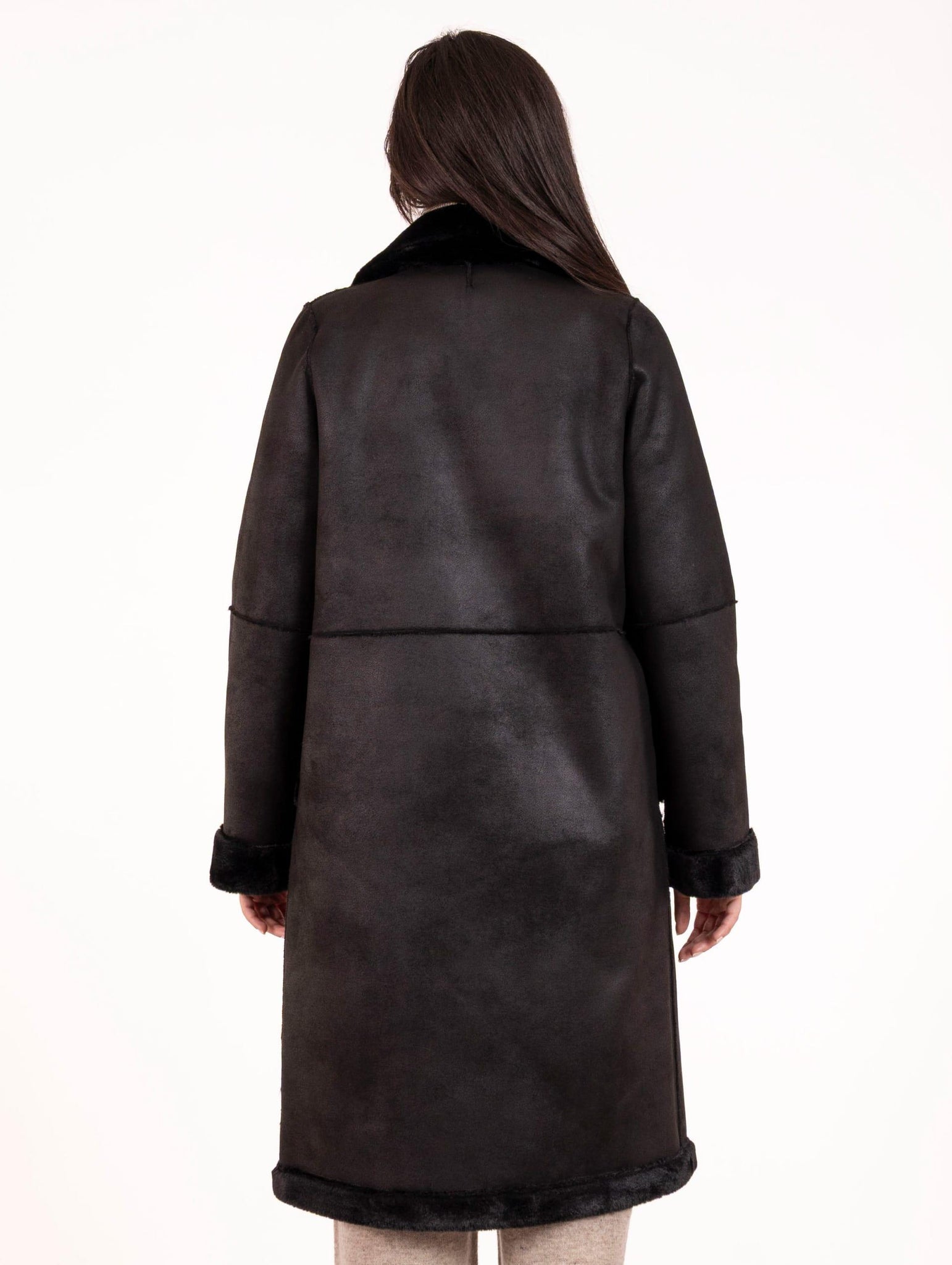 Cappotto Eco Pelliccia Leon e Loulou Nero L500CAMO00024 Leon & Loulou