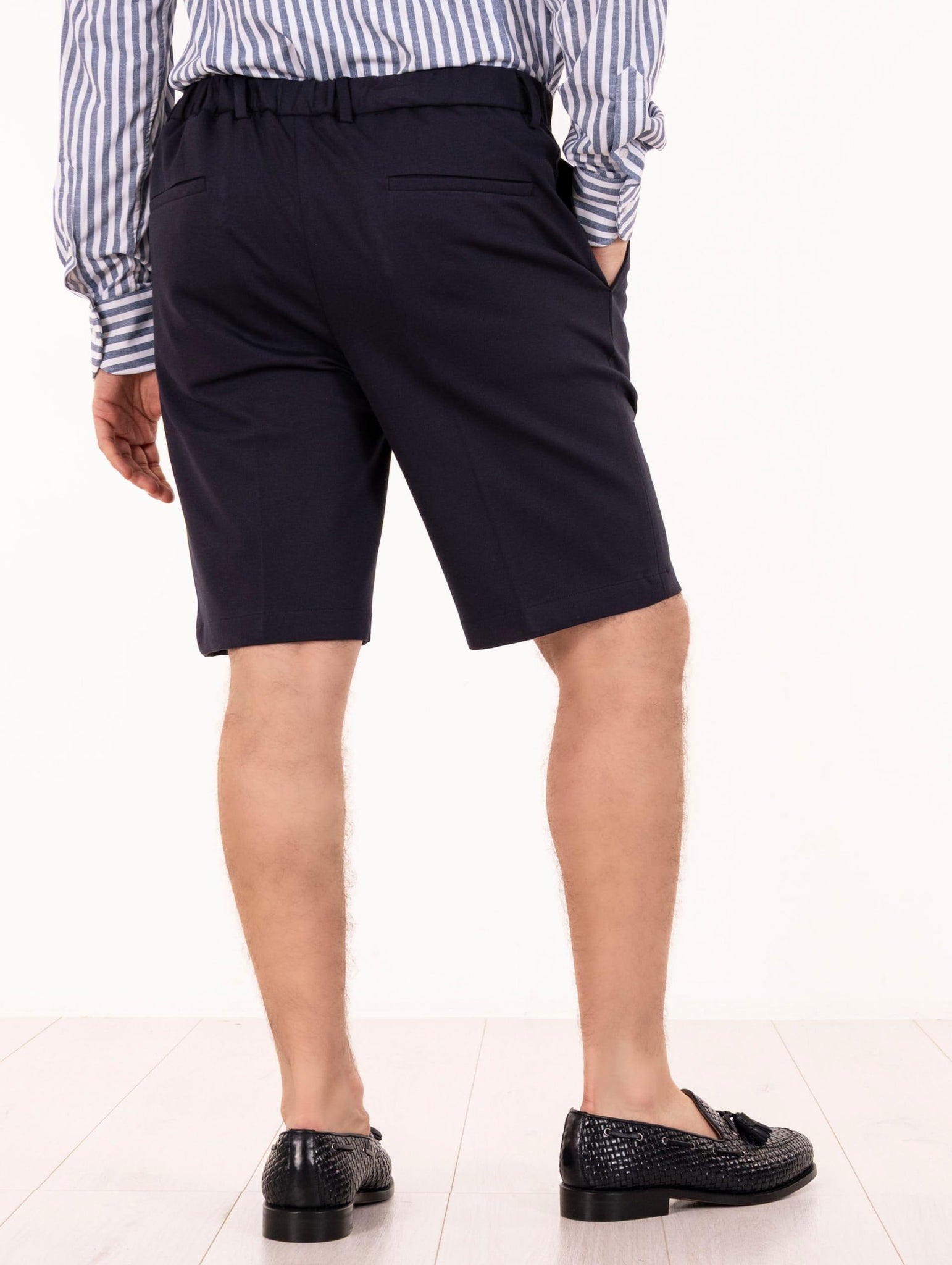 Bermuda Devorè in Lino e Cotone Indaco D114-G049TC362 Devore