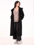 Cappotto Fourstroke con Cintura in Lana Double Nero