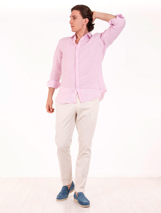 Camicia Caliban in Lino Rosa
