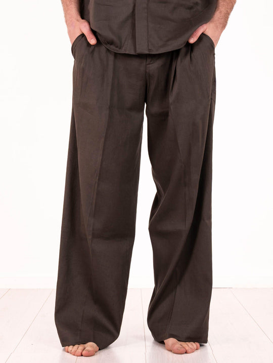 Pantalone Roberto Collina in Cotone e Lino Testa di Moro