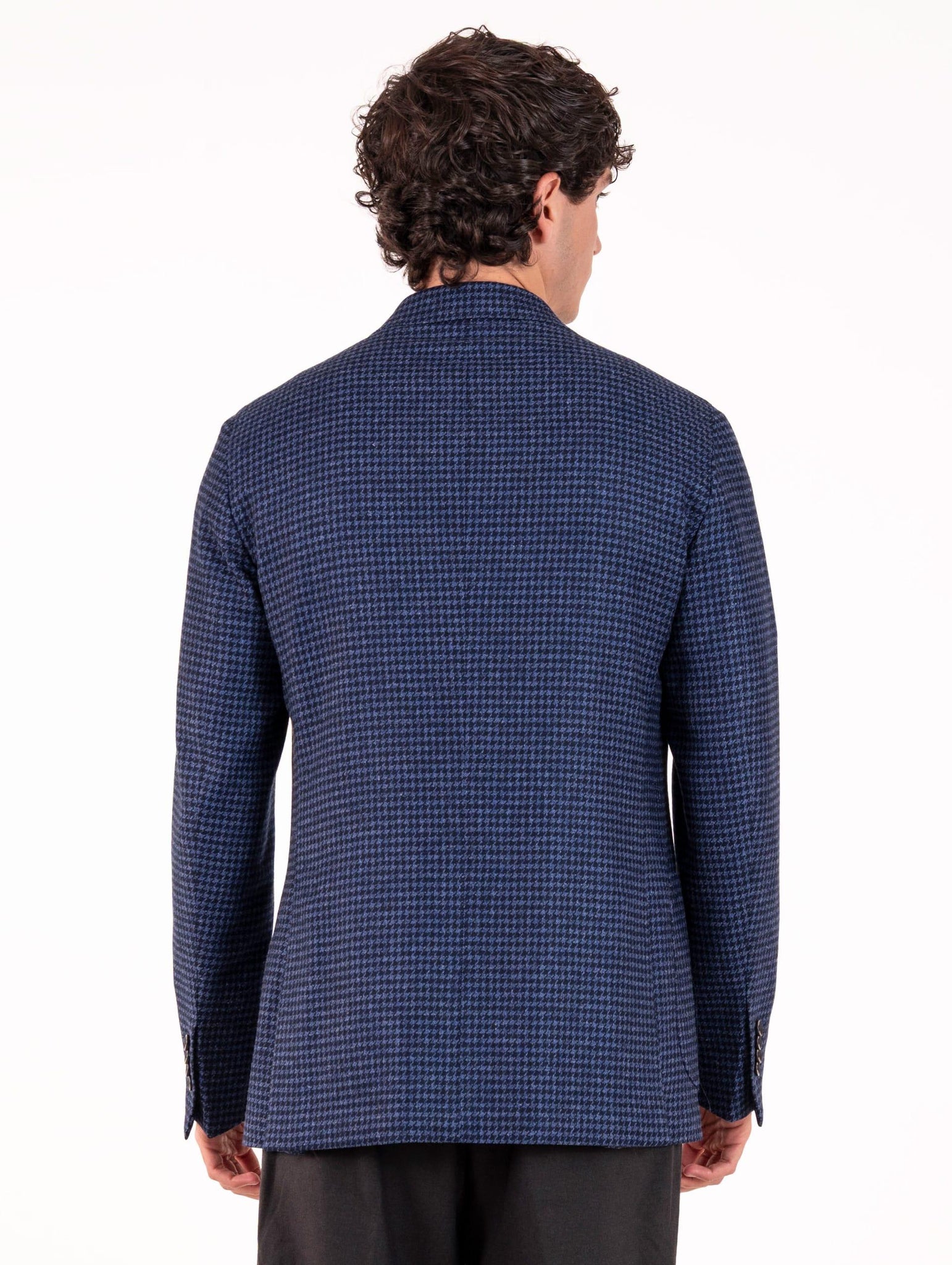 Giacca Sartoriale Doppiopetto Four Stroke in Lana Vergine e Seta Pied de Poule Navy e Blu PARIGI2/13137254 Four Stroke