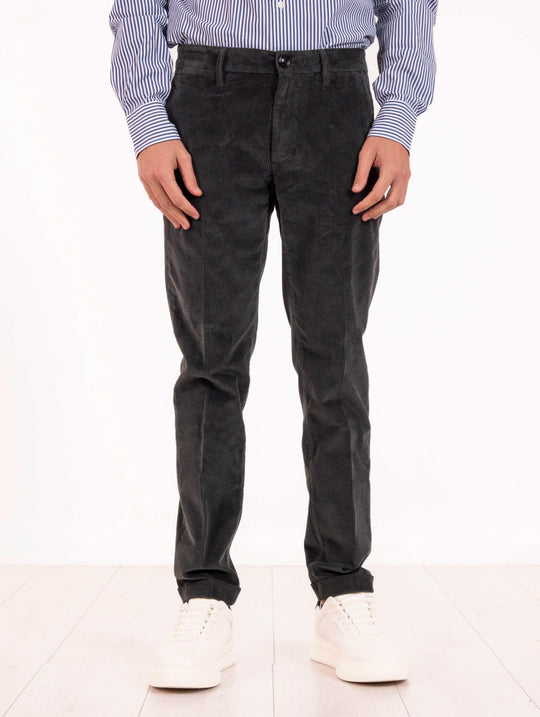 Pantalone Re-Hash in Cotone e Lyocell a Costine Antracite