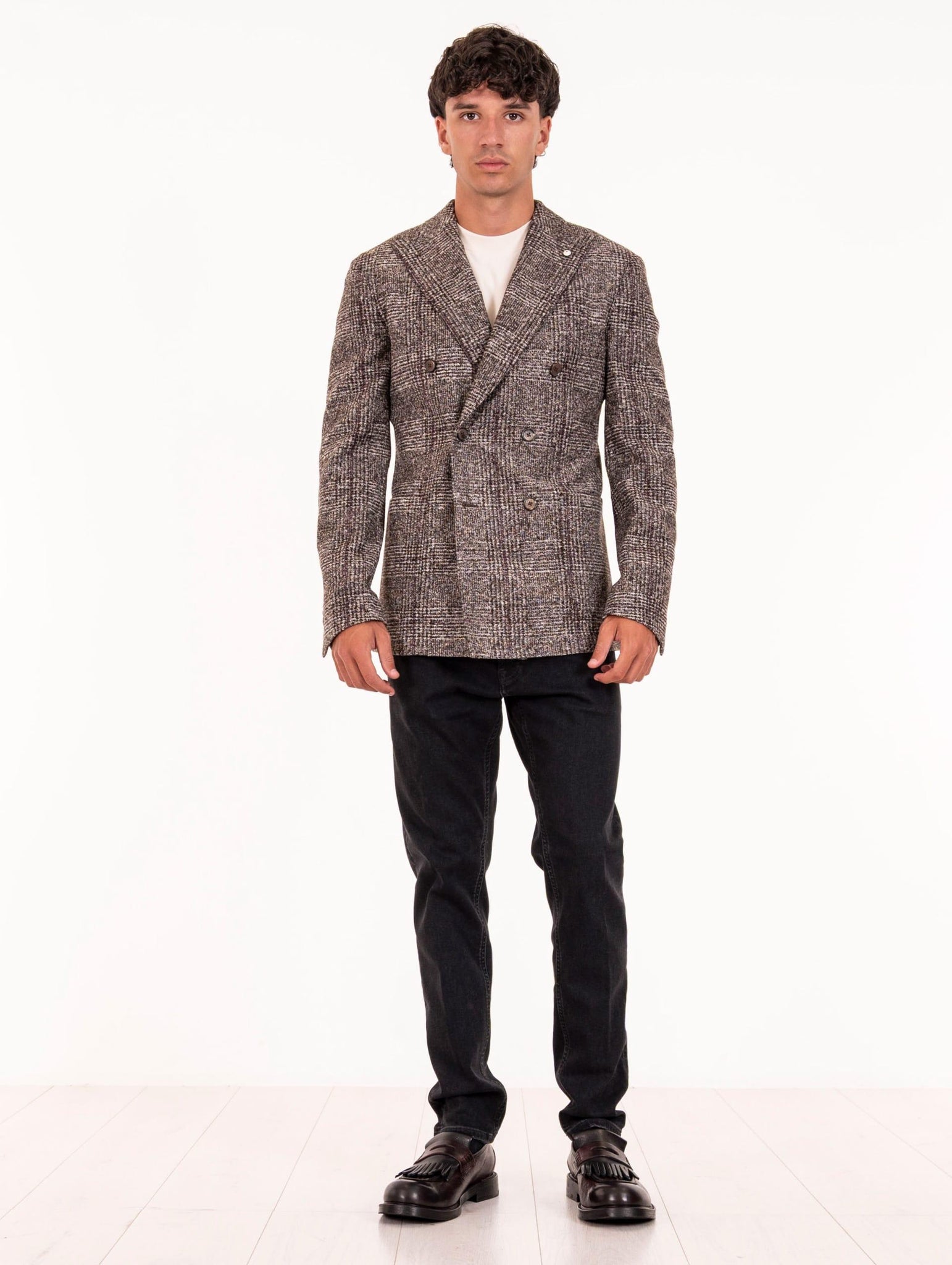 Giacca Doppiopetto L.B.M. 1911 in Jersey e Lana Vergine Marrone 28135571403 L.B.M. 1911