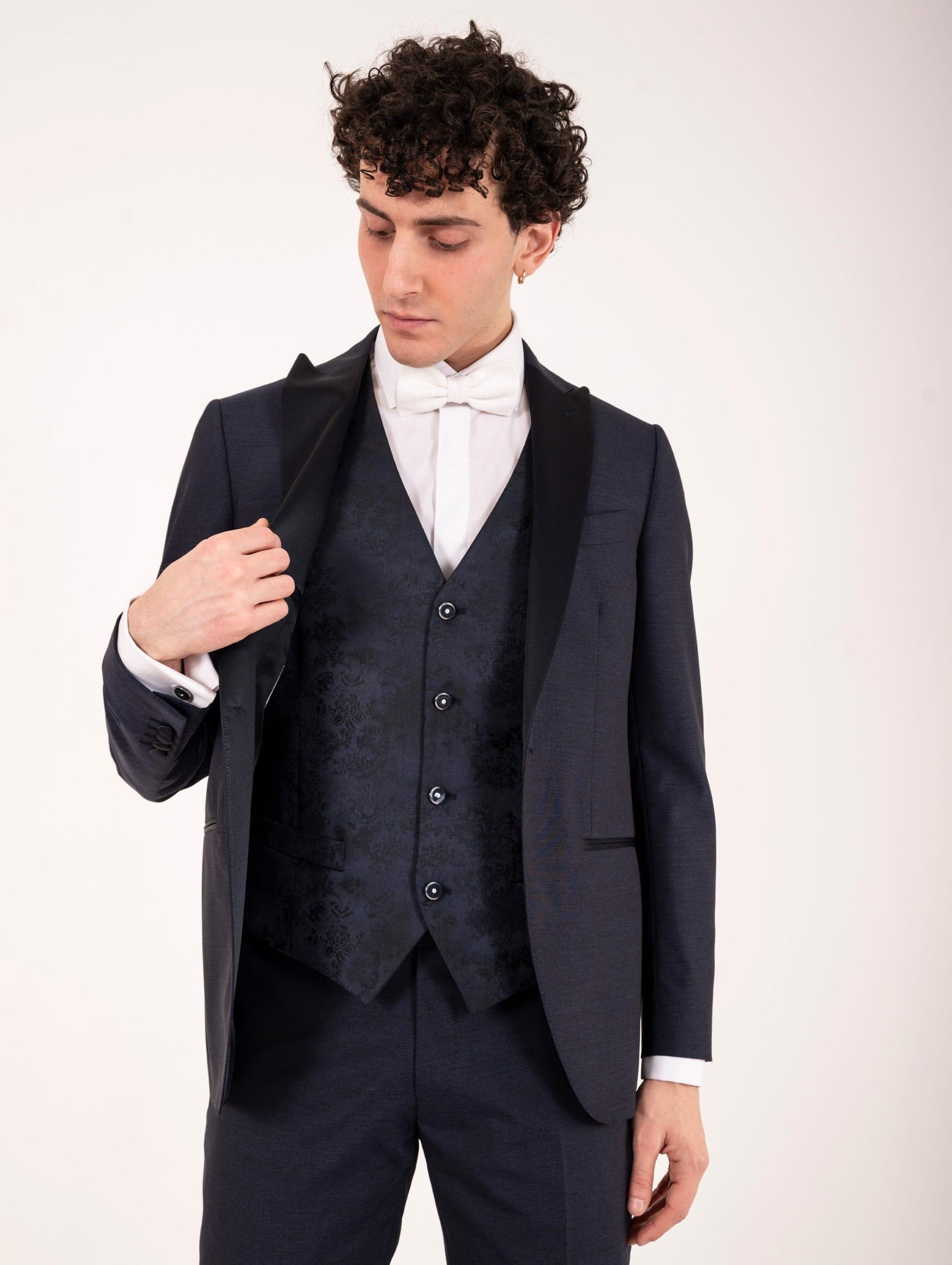 Gilet da Cerimonia Luigi Bianchi Manotva con Ricamo Floreale Blu 13314100001 Luigi Bianchi Mantova