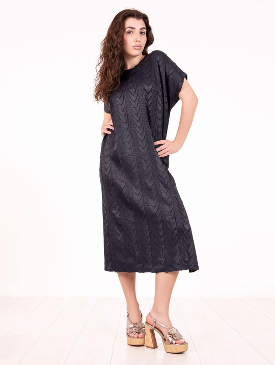 Abito Meimeij Plissè Blu Notte