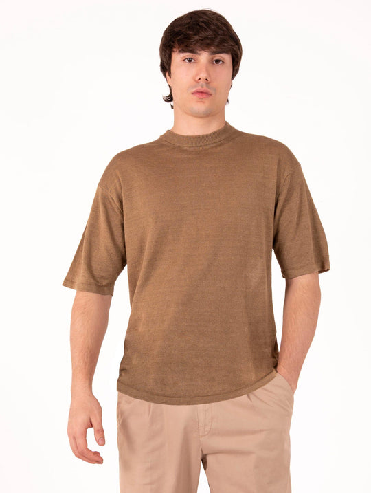 Langarmshirt Roberto Collina aus Leinen Khaki
