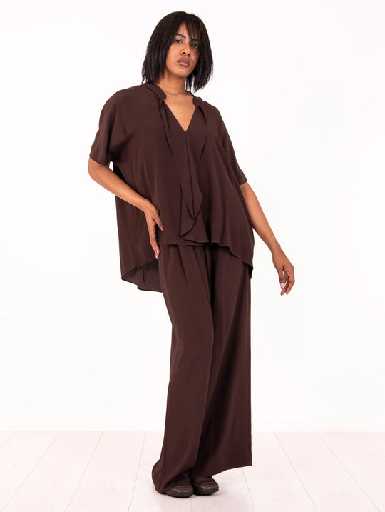 Blusa Meimeij in Seta Marrone